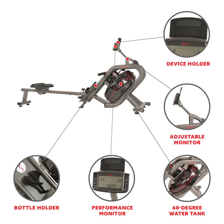 Sunny Health & Fitness Phantom Hydro Water Rowing Machine - SF-RW5910 - Image 3
