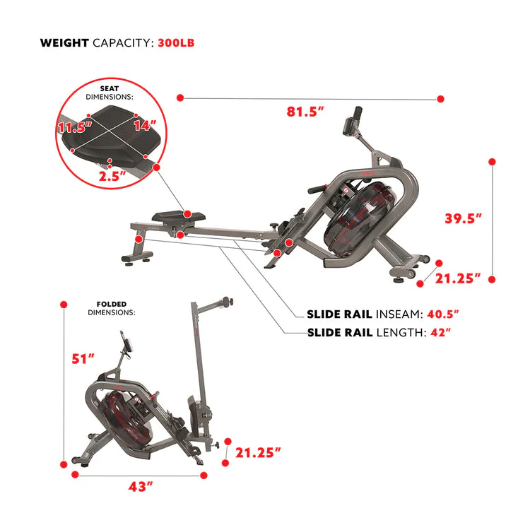 Sunny Health & Fitness Phantom Hydro Water Rowing Machine - SF-RW5910 - Image 6