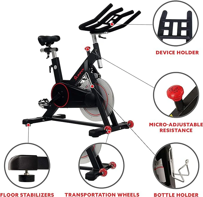 Sunny Health & Fitness Premium Indoor Cycling Smart Stationary Bike with Exclusive SunnyFit App Enhanced Bluetooth Connectivity - Image 4