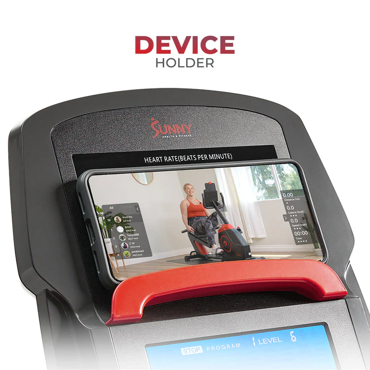 Sunny Health & Fitness Premium Magnetic Resistance Smart Recumbent Bike SF-RB4850SMART - Image 7