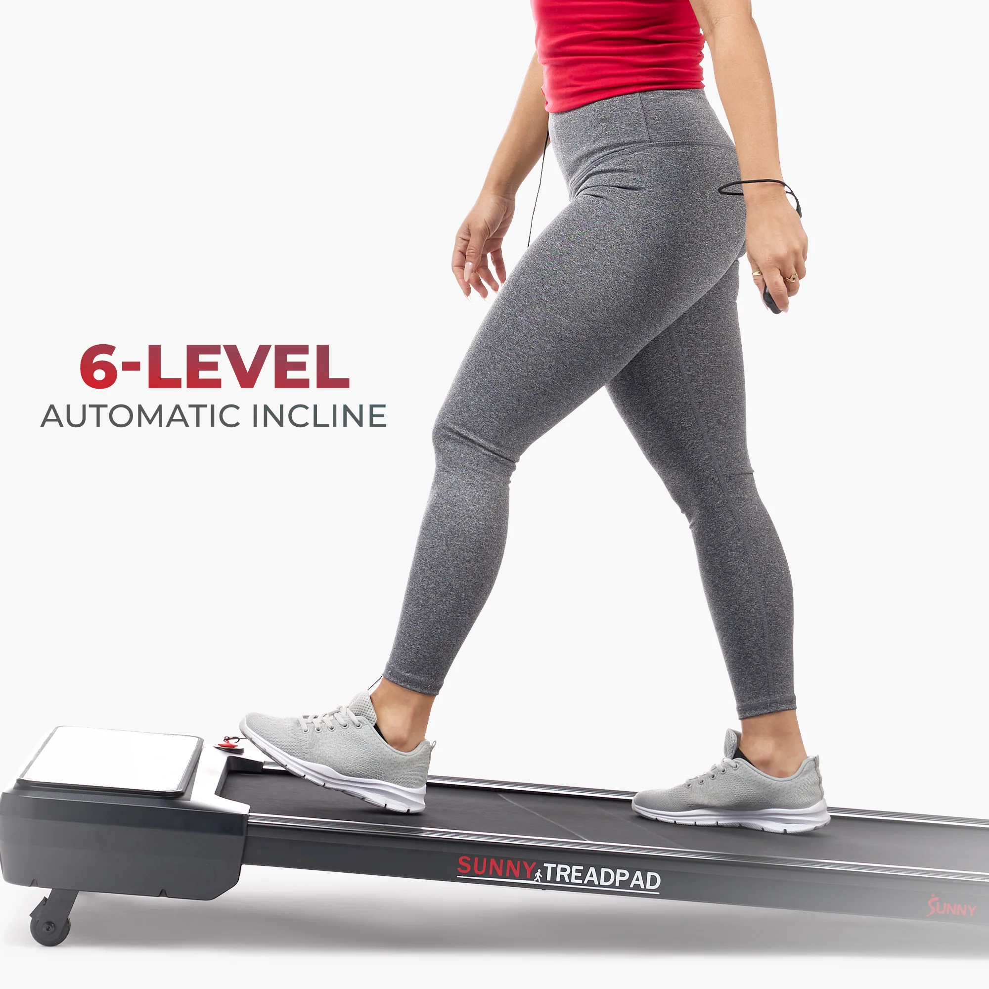 Sunny Health & Fitness Sleek Stride Smart Compact Auto Incline Treadpad Treadmill – SF-T722069 - Image 2