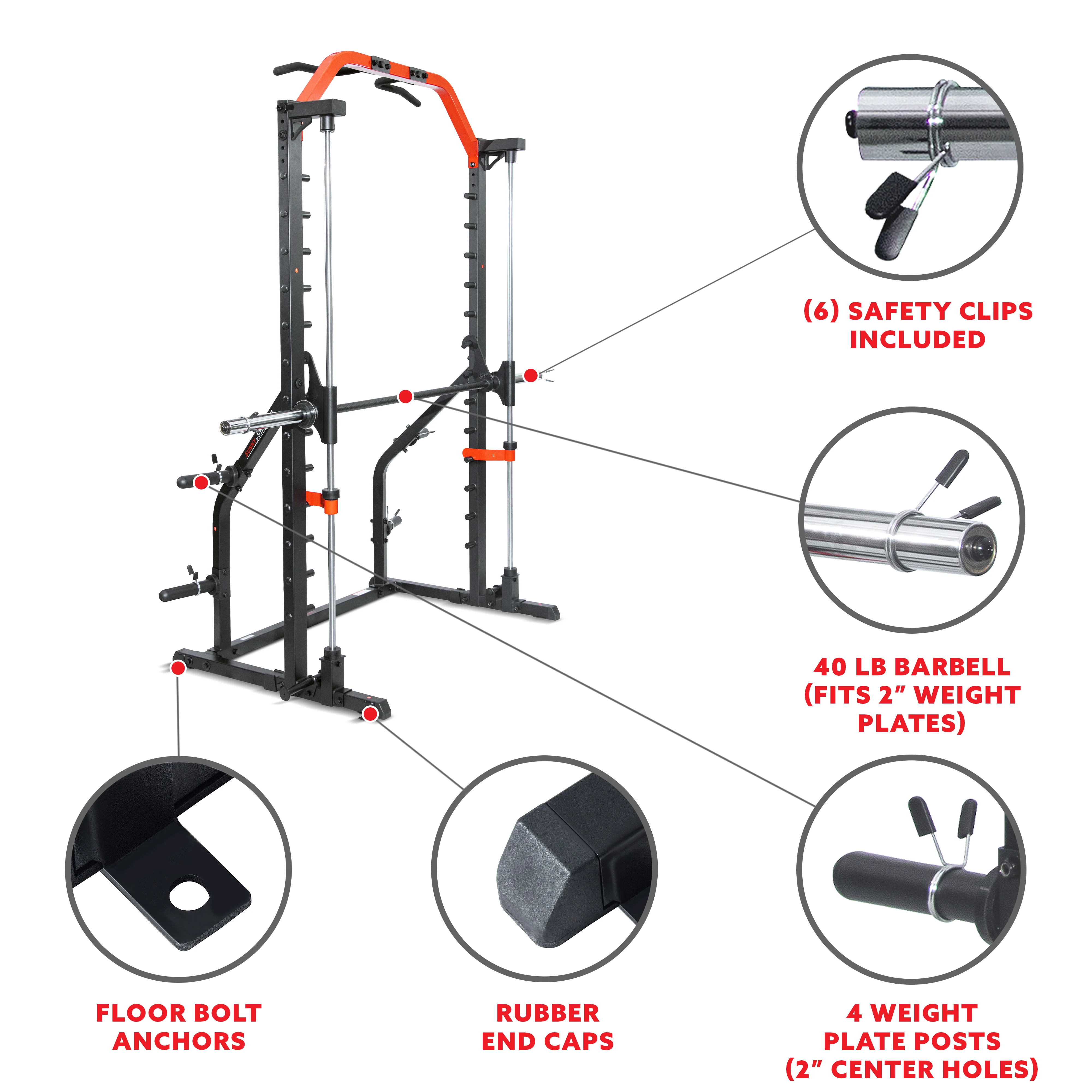 Sunny Health & Fitness Smith Machine Squat Rack Essential Series II – SF-XF920021 - Image 5