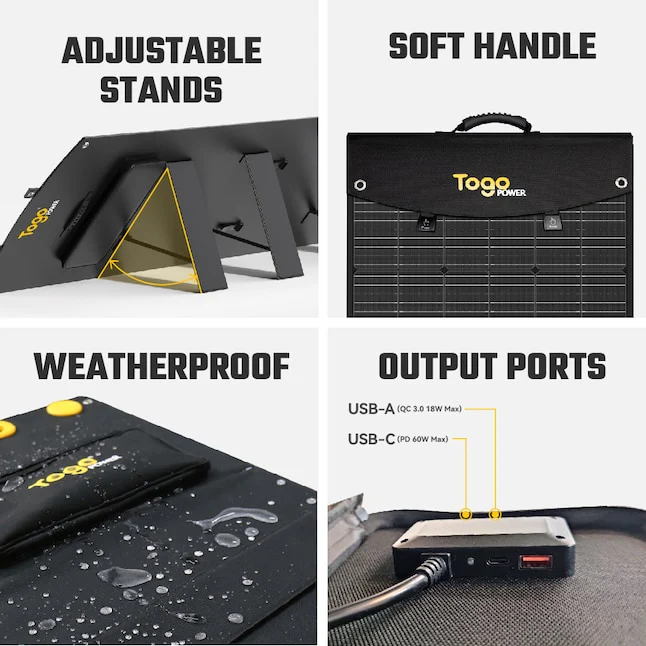 Togopower Advance 20.8-in x 22.8-in x 2.7-in 200-Watt Portable Solar Panel - Image 3