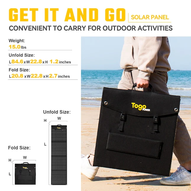 Togopower Advance 20.8-in x 22.8-in x 2.7-in 200-Watt Portable Solar Panel - Image 5