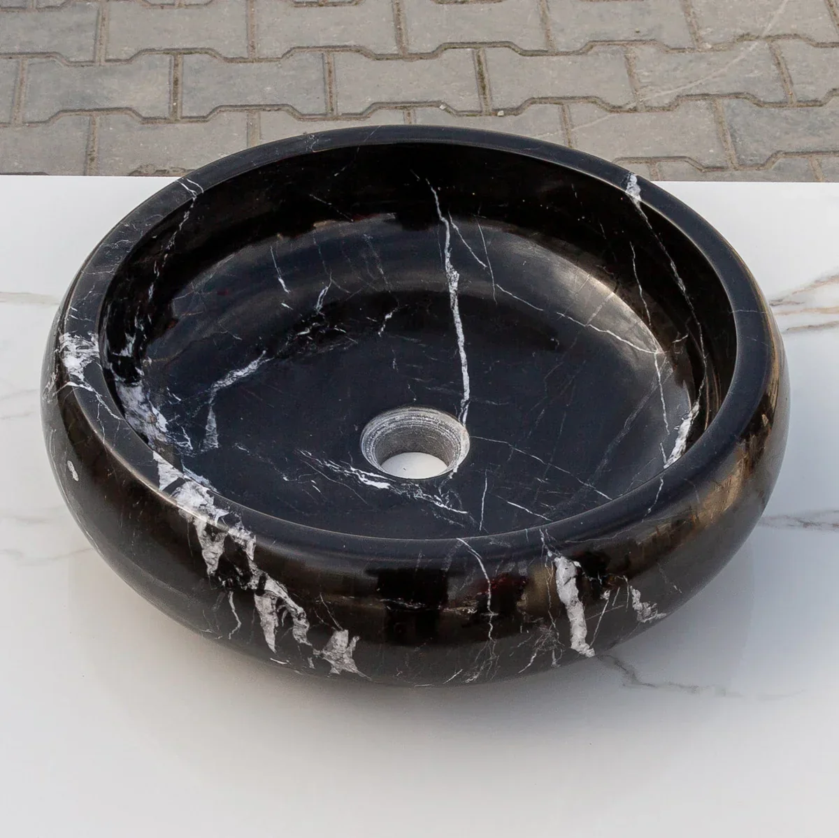 Toros Black Marble Above Vanity Bathroom Vessel Sink Polished (D)16" (H)5" - Image 6