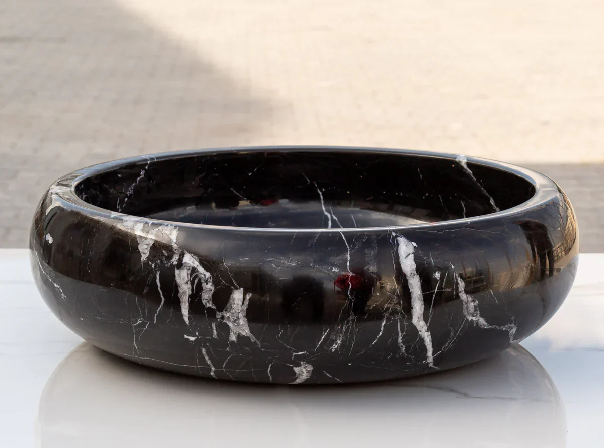 Toros Black Marble Above Vanity Bathroom Vessel Sink Polished (D)16" (H)5" - Image 7
