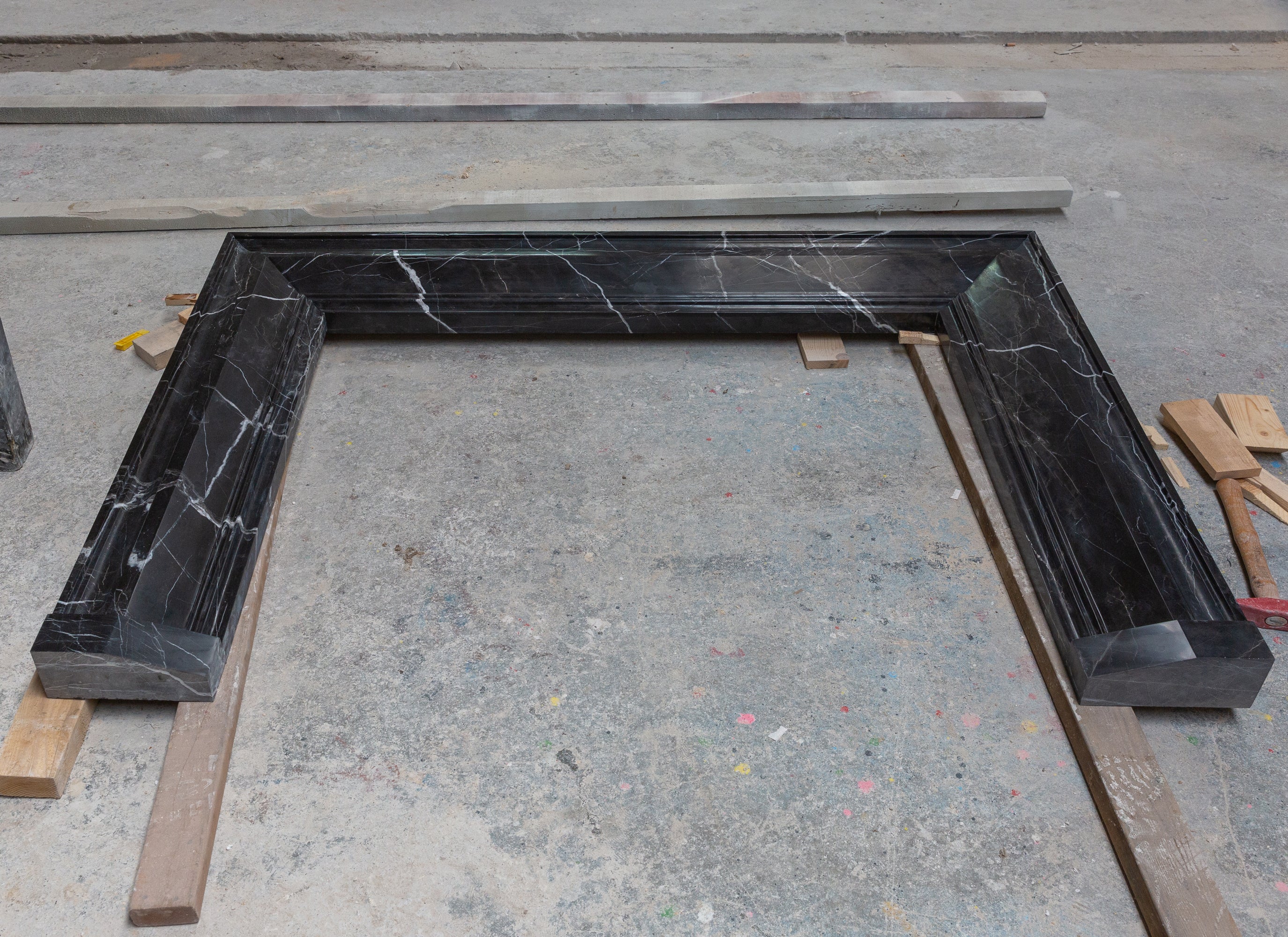 Toros Black Marble Hand-carved Fireplace Mantel Polished (W)49" (H)69" - Image 9