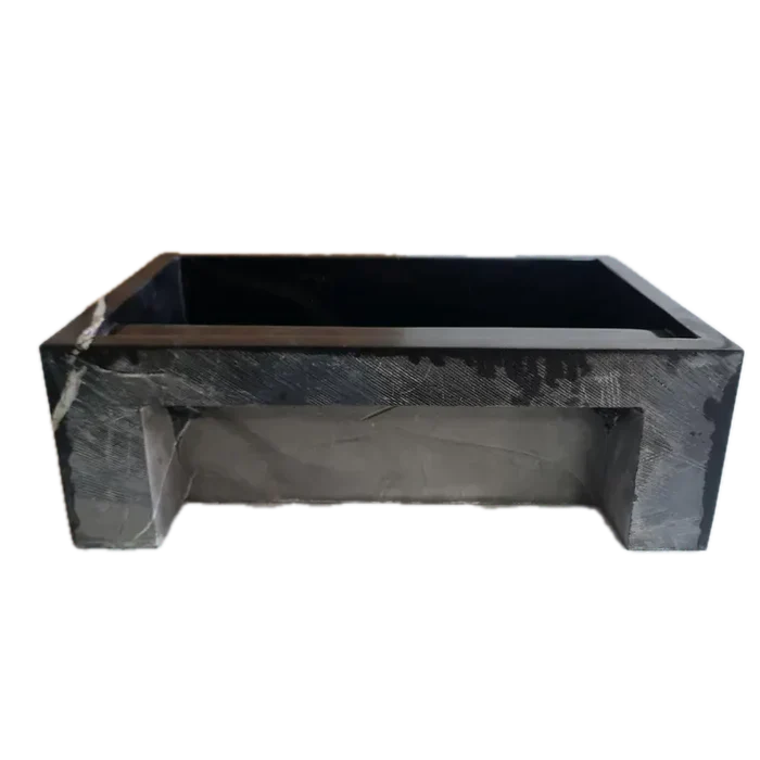 Toros Black Marble Rectangular Wall-mount Bathroom Sink Fluted (W)16" (L)24" (H)7" - Image 2