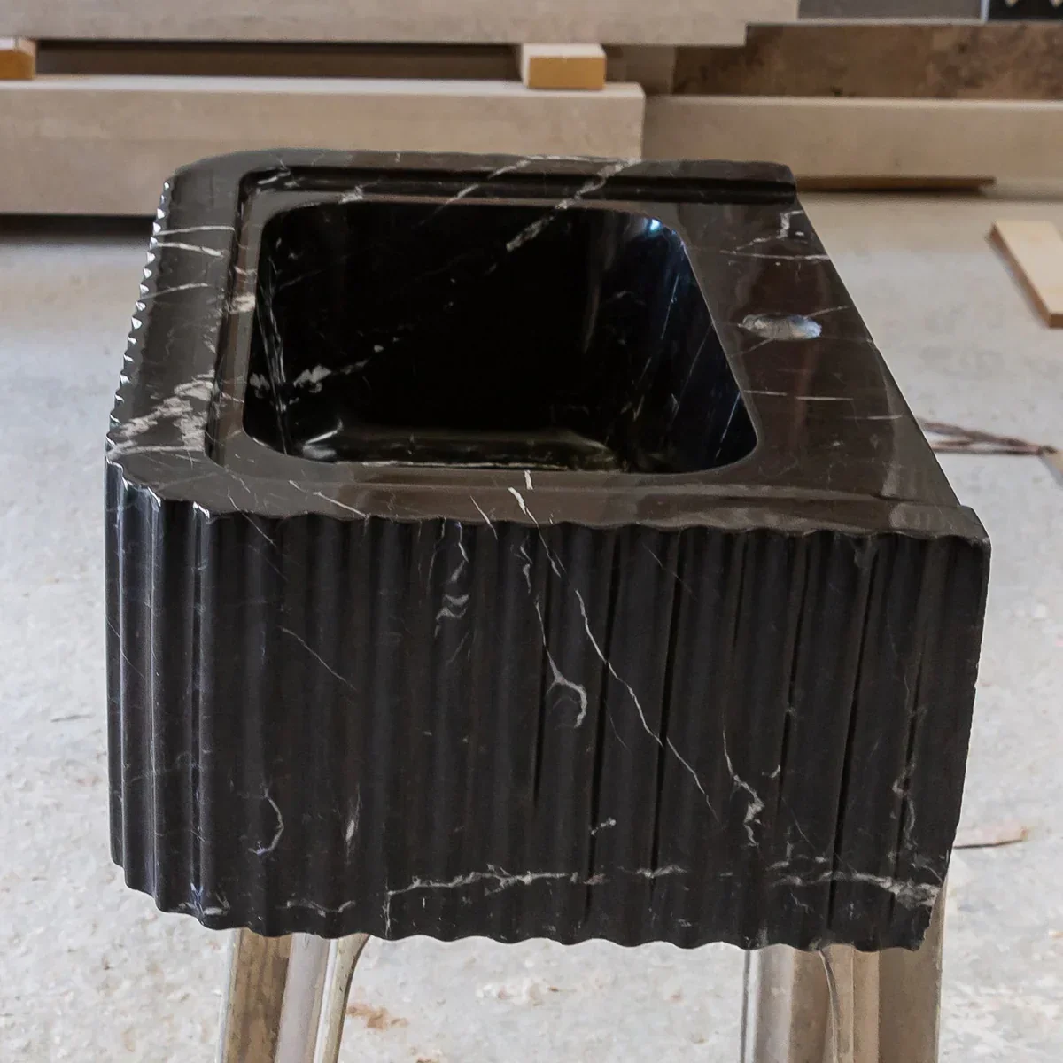Toros Black Marble Rectangular Wall-mount Bathroom Sink Polished (W)12" (L)19" (H)7" - Image 14