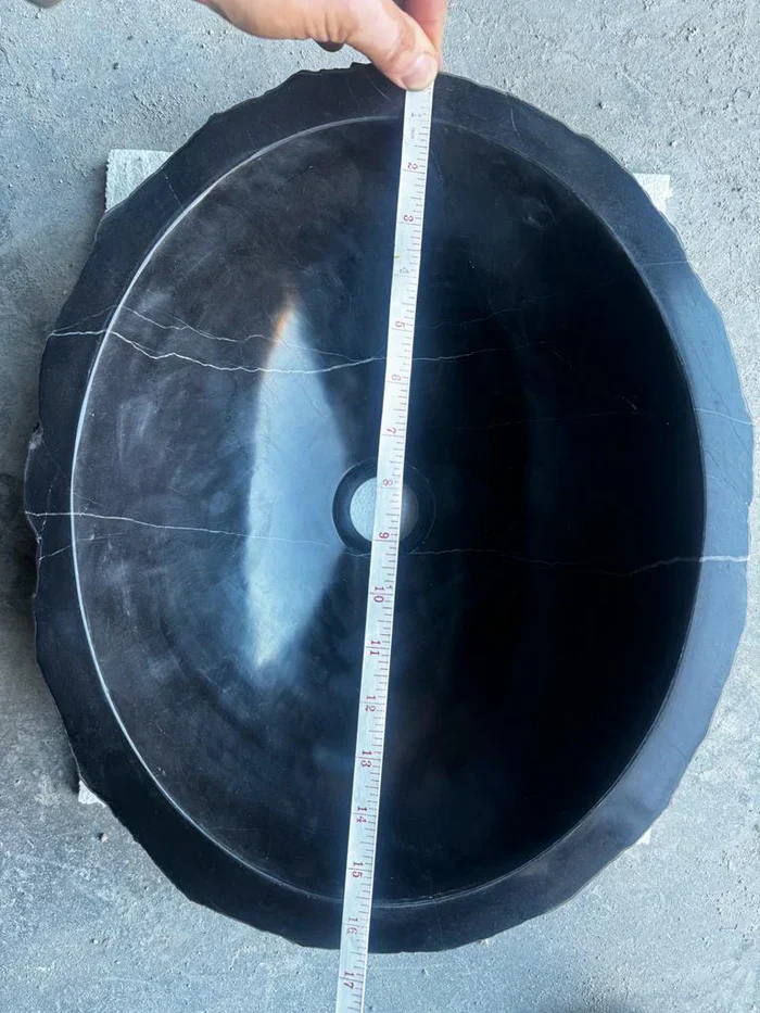 Toros Black Rustic Marble Above Vanity Bathroom Oval Sink (L)17" (W)14" (H)6" - Image 5