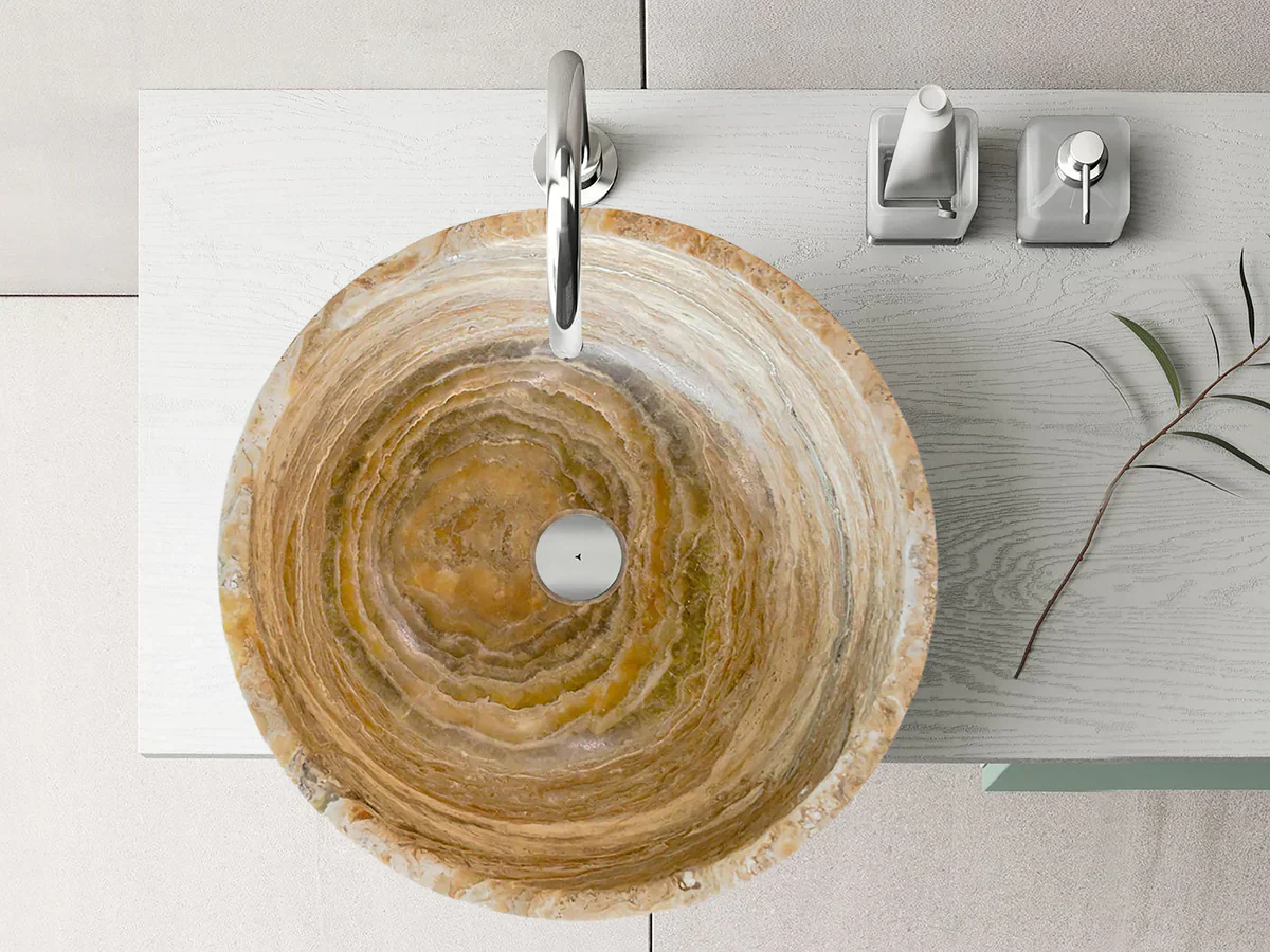 Traonyx Natural Stone Above Vanity Bathroom Sink Honed (D)16" (H)6" - Image 2