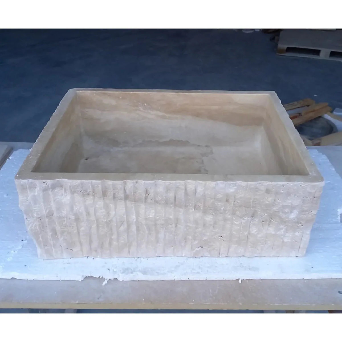 Travertine Rectangular Sink Natural Stone Above Vanity Bathroom Sink (W)23" (D)18" (H)8" - Image 3