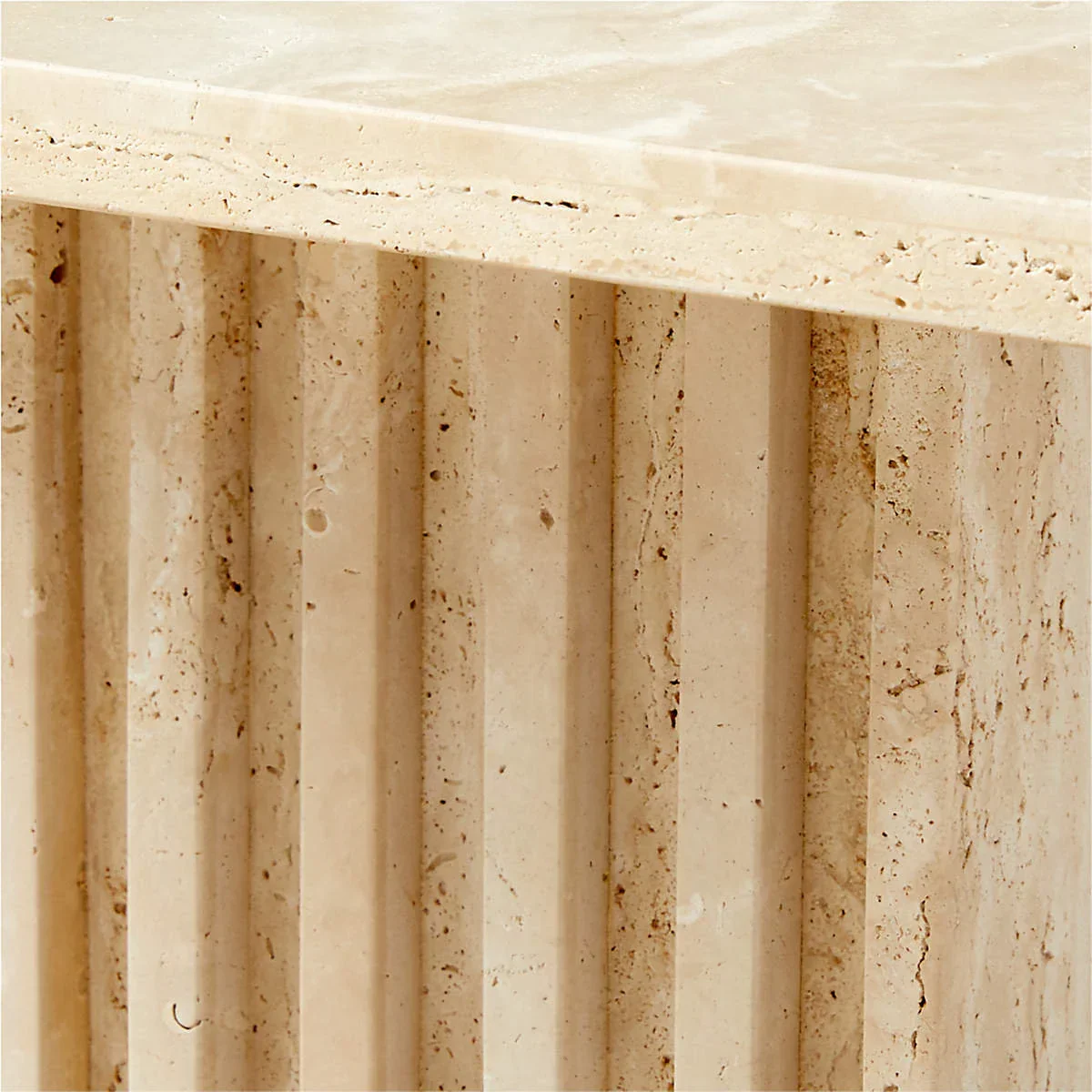 Troia Light Solid Travertine Coffee Table Special Design Honed (W)13" (L)21" (H)16" - Image 2