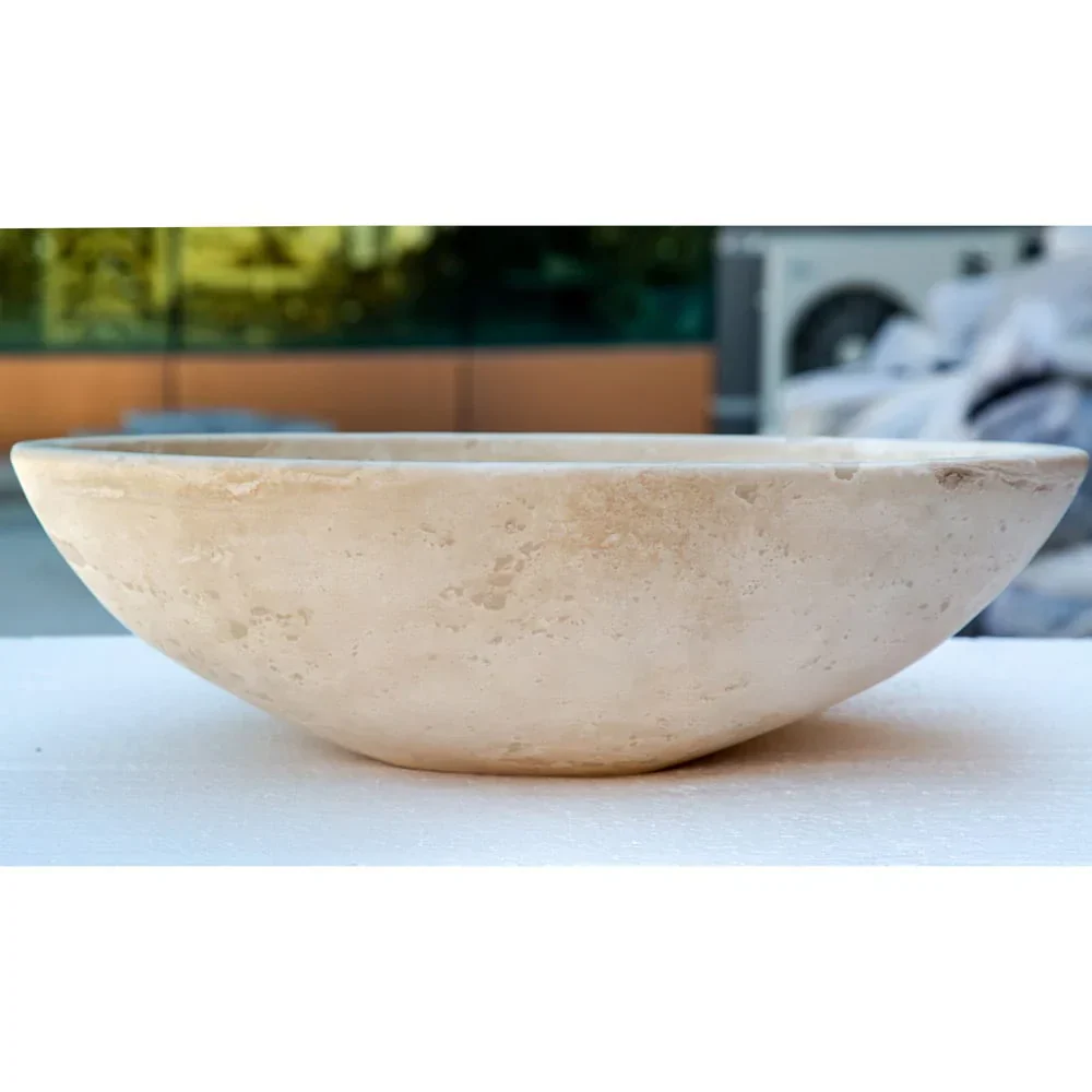 Troia Light Travertine Above Vanity Bathroom Oval Vessel Sink (W)16" (L)21" - Image 8