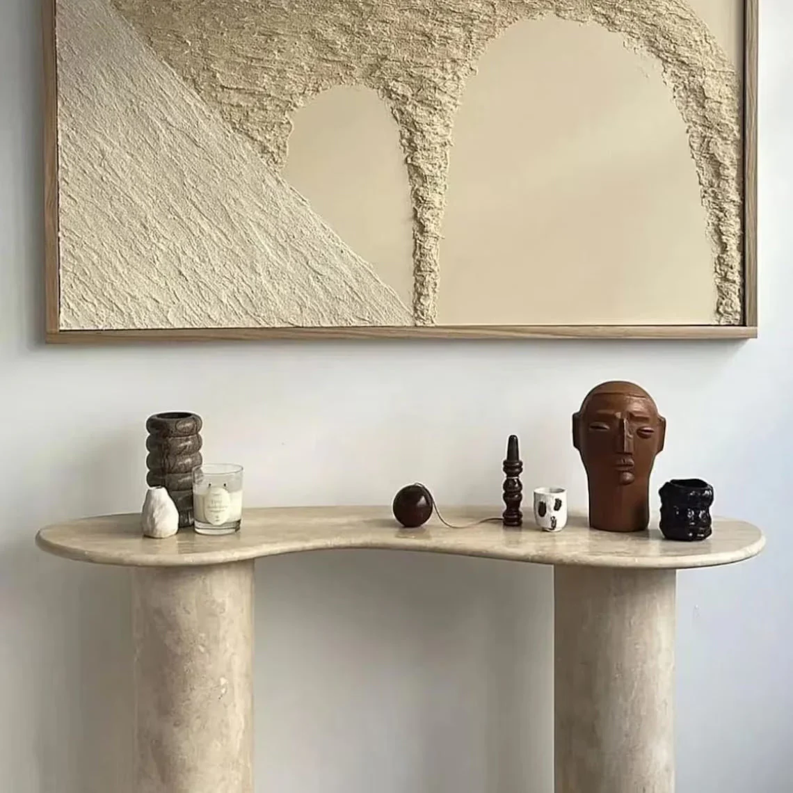 Troia Light Travertine Designer Console Filled and Honed (W)15" (L)48" (H)36" - Image 2