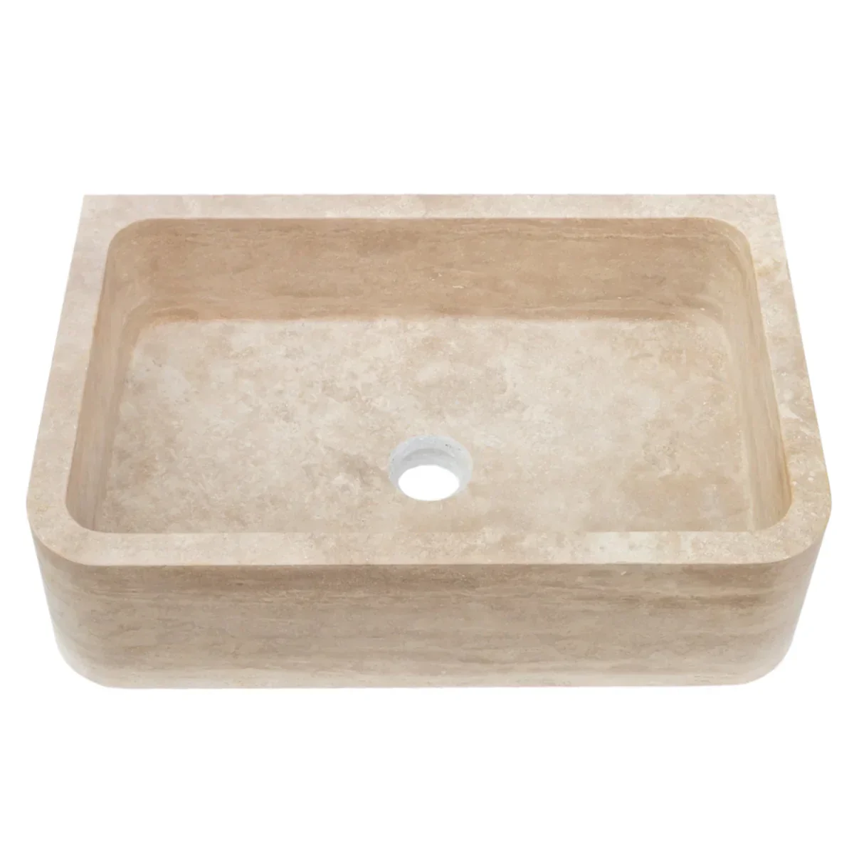 Troia Light Travertine Rectangular Farmhouse Kitchen Sink (W)18" (L)27.5" (H)7" - Image 5