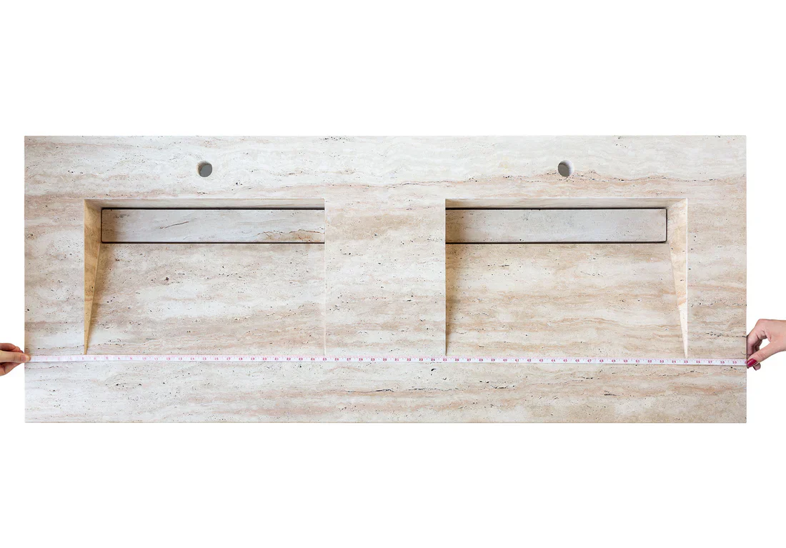 Troia Light Travertine Vein-cut Double Sink Above Vanity Bathroom Sink - Image 6