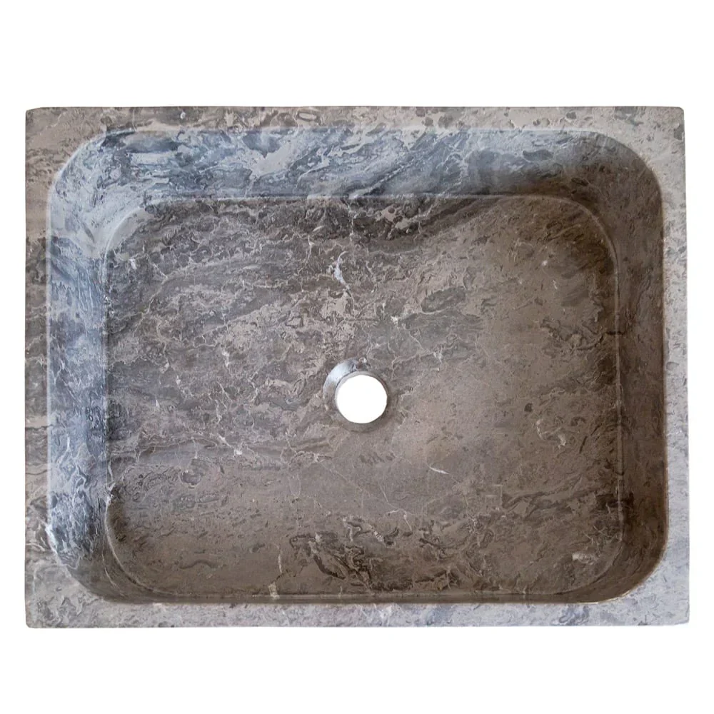 Tundra Gray Marble Rectangular Above Vanity Bathroom Sink (W)16" (L)19.5" (H)5" - Image 3