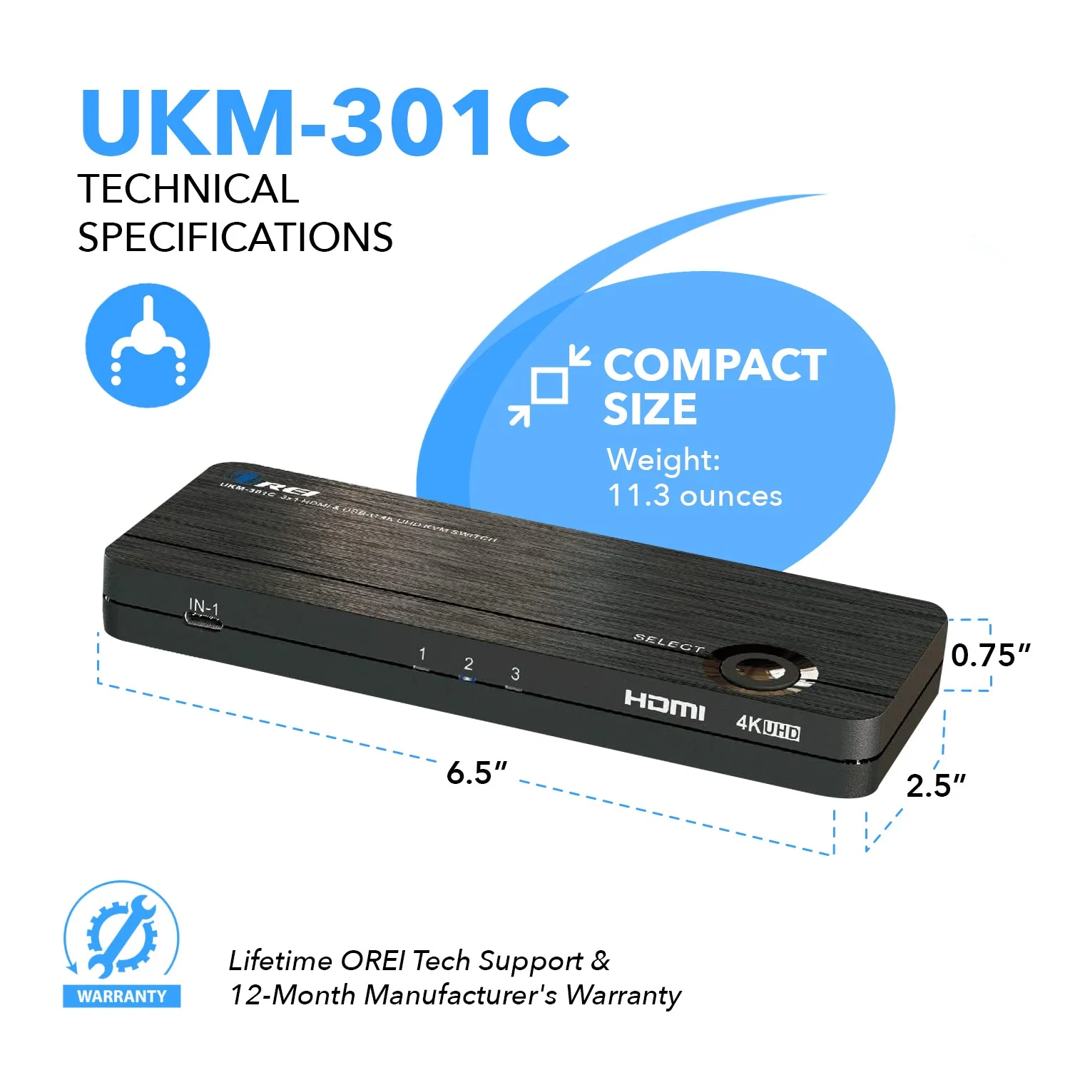 Ultra HD 4K 3x1 HDMI KVM Switch Keyboard & USB Peripheral Control (UKM-301C) - Image 8
