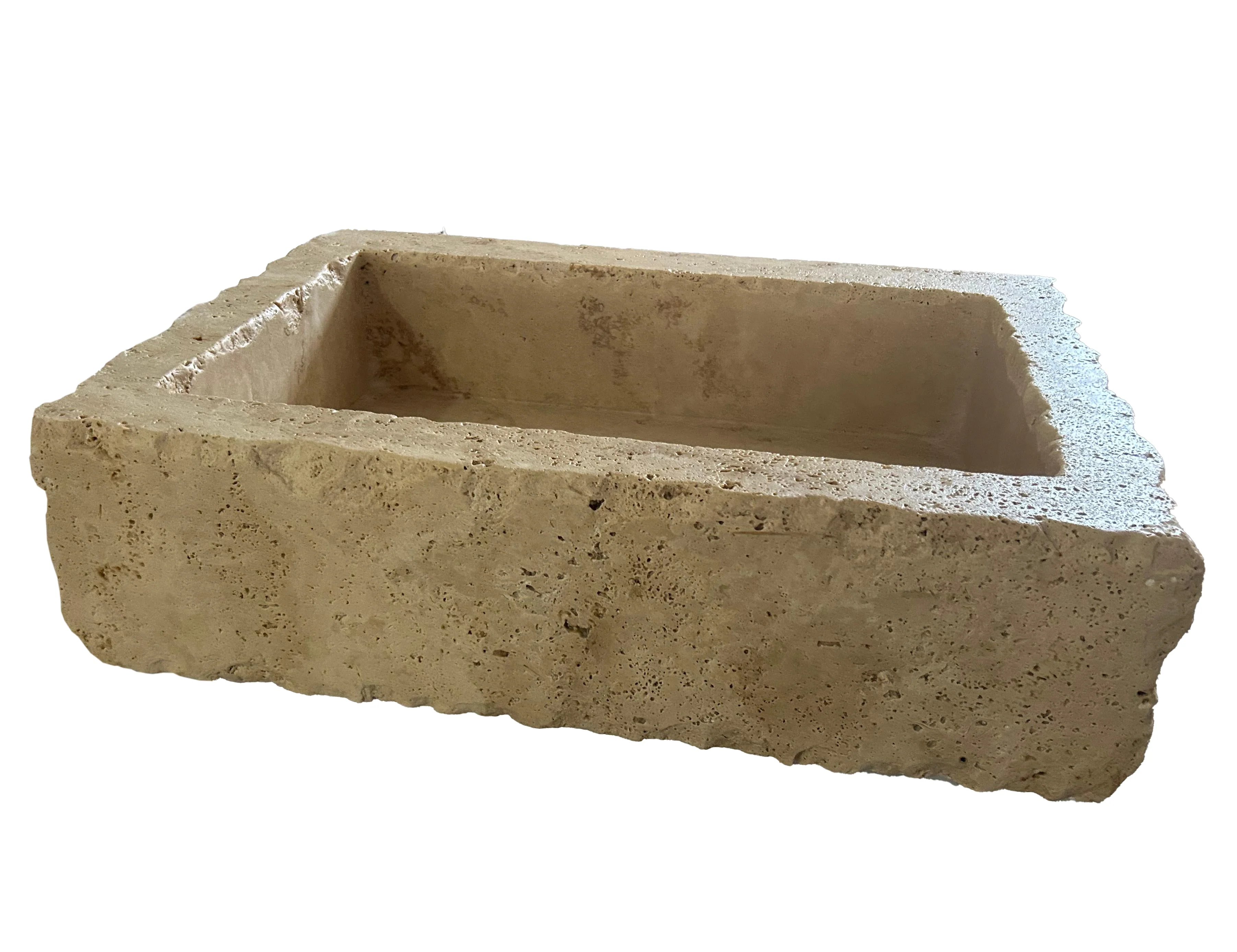 Walnut Travertine Rustic Rectangular Wall-mount Bathroom Sink (W)20" (L)30" (H)8" - Image 2