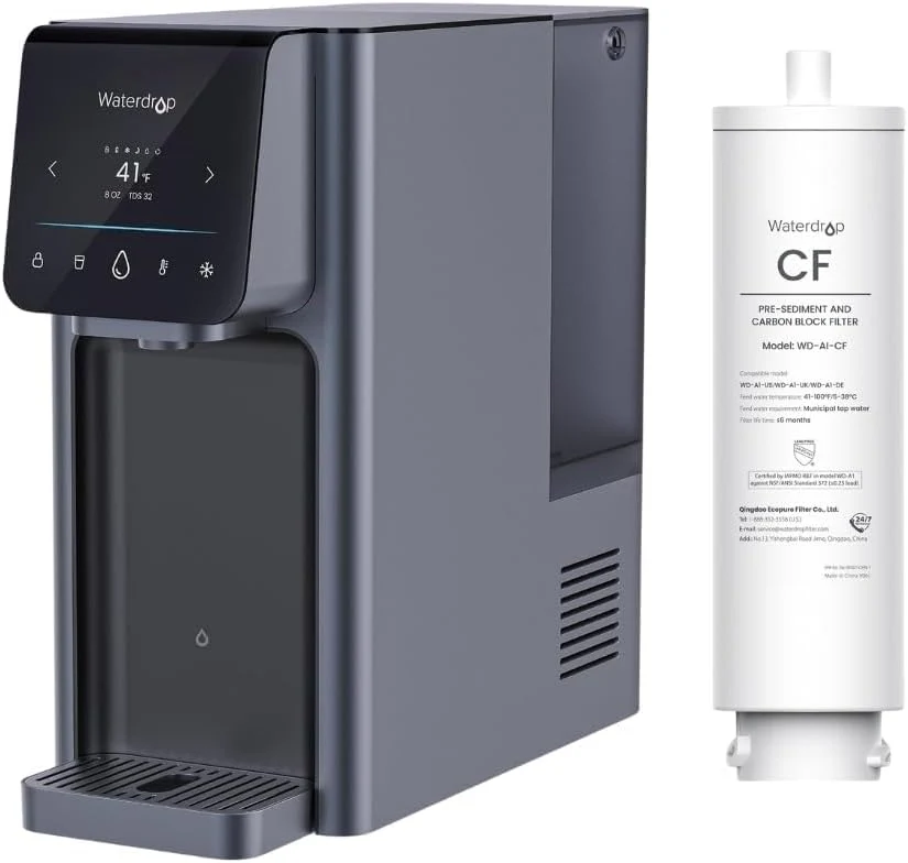 Waterdrop - A1 Reverse Osmosis Hot Cold Water Dispenser with CF Replacement Filter Combo