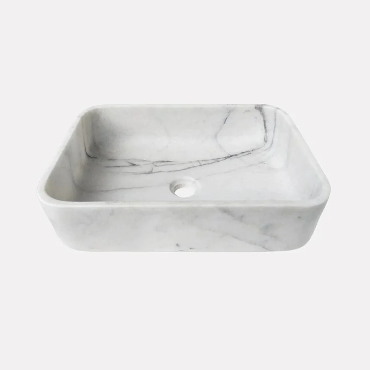 White Calacatta Marble Rectangular Above Vanity Bathroom Sink (L)18" (W)12" (H)6" - Image 2